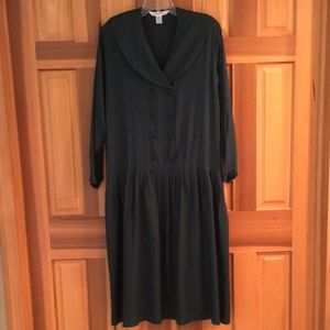 Drop waist teal button dress